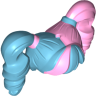 Cheveux couettes haut rebondissement et trou sur le dessus avec motif imprimé côté gauche rose vif (Hair Pigtails High Bouncy and Hole on Top with Bright Pink Left Side Print)