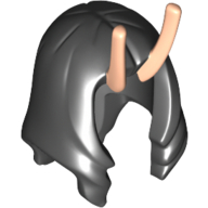 Visuel indicatif Rebrickable de Cheveux avec antennes, longue ondulée avec partie centrale et 2 lumière nougat antenne motif (Hair with Antennas, Long Wavy with Center Part and 2 Light Nougat Antennae Pattern)