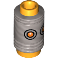 Tête de minifigurine Crayon lumineux orange spécial avec ferrule et motif imprimé yeux orange (Minifig Head Special, Bright Light Orange Pencil Top with Ferrule and Orange Eyes Print)