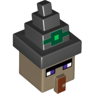 Tête de minifigurine spéciale, cube et chapeau avec motif imprimé sorcière Minecraft (Minifig Head Special, Cube and Hat with Minecraft Witch Print)