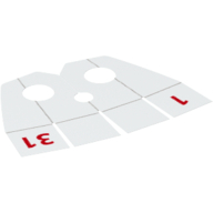 Visuel indicatif Rebrickable de Col en cape, carré avec motif imprimé rouge '1' et '31' (Neckwear Cape Collar, Square with Red '1' and '31' Print)