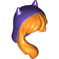Cheveux et capuche violet foncé avec oreilles pointues et longs cheveux ondulés tombant sur le motif imprimé épaule (Batgirl) (Hair and Hood Dark Purple with Pointed Ears and Long Wavy Hair Falling over Shoulder Print (Batgirl))