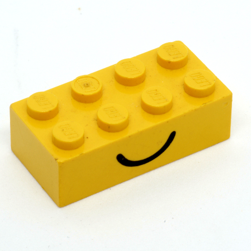 Visuel indicatif Rebrickable de Brique 2 x 4 avec le sourire / motif imprimé froncé (Brick 2 x 4 with Smile / Frown Print)