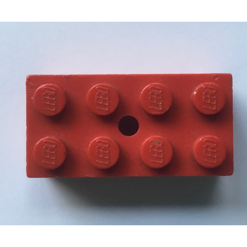 Visuel indicatif Rebrickable de Brique 2 x 4 sans supports croisés, avec trou en haut (Brick 2 x 4 without Cross Supports, with Hole in Top)