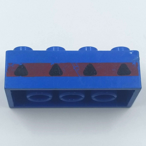 Visuel indicatif Rebrickable de Brique 2 x 4 avec 4 fenêtres planes en motif imprimé à rayures rouges minces (Brick 2 x 4 with 4 Plane Windows in Thin Red Stripe Print)