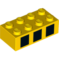 Visuel indicatif Rebrickable de Brique 2 x 4 avec trois carrés noirs motif imprimé (Brick 2 x 4 with Three Black Squares Print)