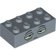 Brique 2 x 4 avec somnolent, fatigué visage motif imprimé (Brick 2 x 4 with Sleepy, Tired Face Print)