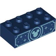 Visuel indicatif Rebrickable de Brique 2 x 4 avec moyen azur mickey souris logo, décorations motif imprimé (Brick 2 x 4 with Medium Azure Mickey Mouse Logo, Decorations Print)