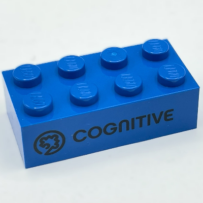 Visuel indicatif Rebrickable de Brique 2 x 4 avec motif imprimé 'COGNITIVE' et icône (Brick 2 x 4 with 'COGNITIVE' and Icon Print)