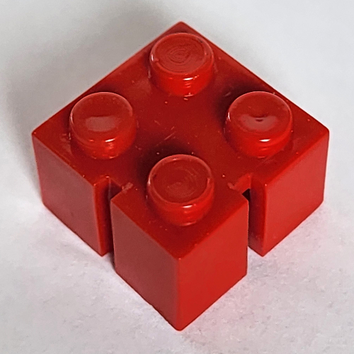 Visuel indicatif Rebrickable de Brique 2 x 2 sans tubes inférieurs, à fentes (avec 2 fentes, à droite) (Brick 2 x 2 without Bottom Tubes, Slotted (with 2 slots, right))