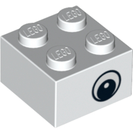 Visuel indicatif Rebrickable de Brique 2 x 2 avec œil sans motif imprimé blanc sur deux côtés, cercle en pupille, offset (Brick 2 x 2 with Eye without White Print on Two Sides, Circle in Pupil, Offset)