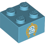 Visuel indicatif Rebrickable de Brique 2 x 2 avec motif imprimé numéro 2 en fer à cheval (Brick 2 x 2 with Horseshoe Number 2 Print)