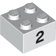 Visuel indicatif Rebrickable de Brique 2 x 2 avec motif imprimé noir "2" (Brick 2 x 2 with Black "2" Print)