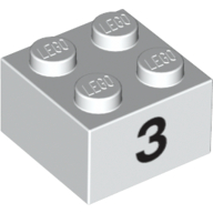 Visuel indicatif Rebrickable de Brique 2 x 2 avec motif imprimé noir "3" (Brick 2 x 2 with Black "3" Print)