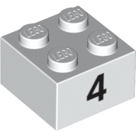Visuel indicatif Rebrickable de Brique 2 x 2 avec motif imprimé noir "4" (Brick 2 x 2 with Black "4" Print)