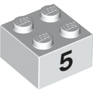 Visuel indicatif Rebrickable de Brique 2 x 2 avec motif imprimé noir "5" (Brick 2 x 2 with Black "5" Print)