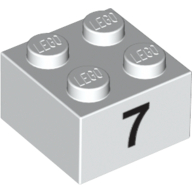 Visuel indicatif Rebrickable de Brique 2 x 2 avec motif imprimé noir "7" (Brick 2 x 2 with Black "7" Print)