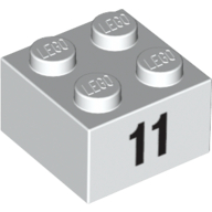 Visuel indicatif Rebrickable de Brique 2 x 2 avec motif imprimé noir "11" (Brick 2 x 2 with Black "11" Print)