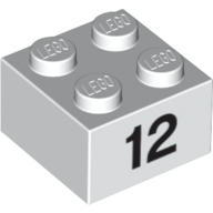 Visuel indicatif Rebrickable de Brique 2 x 2 avec motif imprimé noir "12" (Brick 2 x 2 with Black "12" Print)