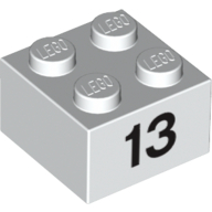 Visuel indicatif Rebrickable de Brique 2 x 2 avec motif imprimé noir "13" (Brick 2 x 2 with Black "13" Print)