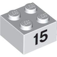 Visuel indicatif Rebrickable de Brique 2 x 2 avec motif imprimé noir "15" (Brick 2 x 2 with Black "15" Print)