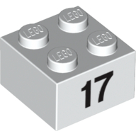 Visuel indicatif Rebrickable de Brique 2 x 2 avec motif imprimé noir "17" (Brick 2 x 2 with Black "17" Print)