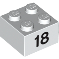Visuel indicatif Rebrickable de Brique 2 x 2 avec motif imprimé noir "18" (Brick 2 x 2 with Black "18" Print)
