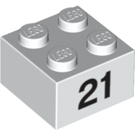 Visuel indicatif Rebrickable de Brique 2 x 2 avec motif imprimé noir "21" (Brick 2 x 2 with Black "21" Print)