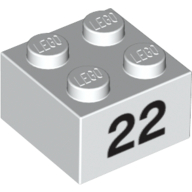 Visuel indicatif Rebrickable de Brique 2 x 2 avec motif imprimé noir "22" (Brick 2 x 2 with Black "22" Print)