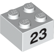 Visuel indicatif Rebrickable de Brique 2 x 2 avec motif imprimé noir "23" (Brick 2 x 2 with Black "23" Print)