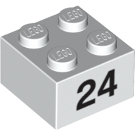 Visuel indicatif Rebrickable de Brique 2 x 2 avec motif imprimé noir "24" (Brick 2 x 2 with Black "24" Print)