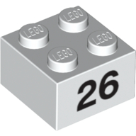 Visuel indicatif Rebrickable de Brique 2 x 2 avec motif imprimé noir "26" (Brick 2 x 2 with Black "26" Print)