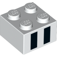 Visuel indicatif Rebrickable de Brique 2 x 2 avec motif imprimé Deux rectangles noirs (Brick 2 x 2 with Two Black Rectangles Print)