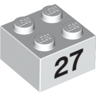 Visuel indicatif Rebrickable de Brique 2 x 2 avec motif imprimé noir "27" (Brick 2 x 2 with Black "27" Print)