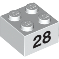 Visuel indicatif Rebrickable de Brique 2 x 2 avec motif imprimé noir "28" (Brick 2 x 2 with Black "28" Print)