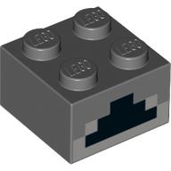 Visuel indicatif Rebrickable de Brique 2 x 2 avec motif imprimé Four pixelisé gris clair et noir (Brick 2 x 2 with Light Bluish Gray and Black Pixelated Furnace Print)