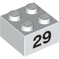 Visuel indicatif Rebrickable de Brique 2 x 2 avec motif imprimé noir "29" (Brick 2 x 2 with Black "29" Print)