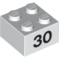 Visuel indicatif Rebrickable de Brique 2 x 2 avec motif imprimé noir "30" (Brick 2 x 2 with Black "30" Print)