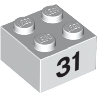 Visuel indicatif Rebrickable de Brique 2 x 2 avec motif imprimé noir "31" (Brick 2 x 2 with Black "31" Print)