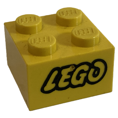 Visuel indicatif Rebrickable de Brique 2 x 2 avec logo LEGO avec motif imprimé ouvert o contour noir (Brick 2 x 2 with LEGO Logo with Open O Black Outline Print)