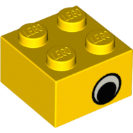 Visuel indicatif Rebrickable de Brique 2 x 2 avec œil avec motif imprimé blanc sur deux côtés, Offset (Brick 2 x 2 with Eye with White Print on Two Sides, Offset)