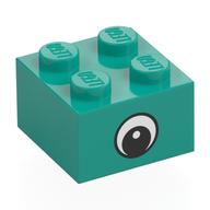 Visuel indicatif Rebrickable de Brique 2 x 2 avec œil central avec motif imprimé blanc (Brick 2 x 2 with Center Eye with White Print)