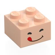 Brique 2 x 2 avec Visage, yeux fermés, motif imprimé Langue (Brick 2 x 2 with Face, Closed Eyes, Tongue Print)