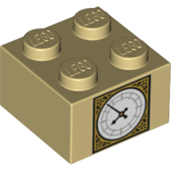 Visuel indicatif Rebrickable de Brique 2 x 2 avec grande horloge ben motif imprimé (Brick 2 x 2 with Big Ben Clock Print)