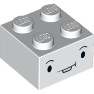 Brique 2 x 2 avec visage, yeux noirs, motif imprimé de dent (Brick 2 x 2 with Face, Black Eyes, Bucked Tooth Print)