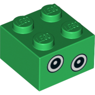Brique 2 x 2 avec 2 Yeux sur un côté motif imprimé (Brick 2 x 2 with 2 Eyes on One Side Print)
