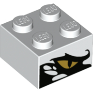 Visuel indicatif Rebrickable de Brique 2 x 2 avec œil de serpent doré, écailles noires/blanches (Brick 2 x 2 with Gold Snake Eye, Black/White Scales)