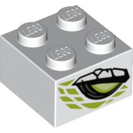 Visuel indicatif Rebrickable de Brique 2 x 2 avec œil de vert citron sur les deux côtés, dragon échelles motif imprimé (Brick 2 x 2 with Lime Eye on Both Sides, Dragon Scales Print)
