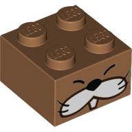 Brique 2 x 2 avec motif imprimé Monty Mole Face (Brick 2 x 2 with Monty Mole Face Print)