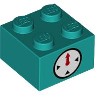 Visuel indicatif Rebrickable de Brique 2 x 2 avec horloge minuterie sur deux côtés motif imprimé (Brick 2 x 2 with Clock Timer on Two Sides Print)